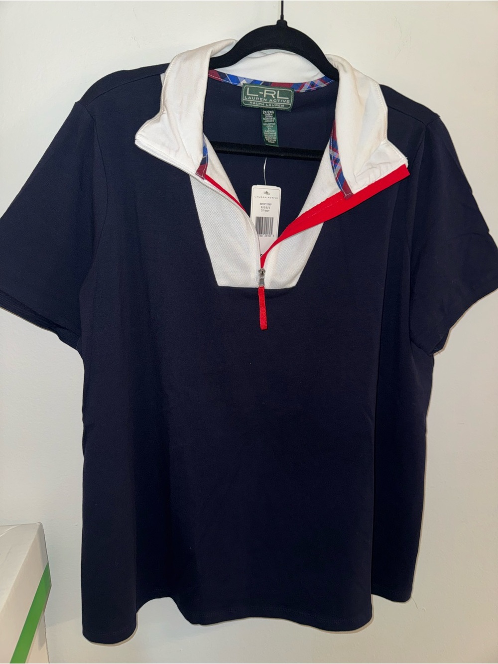 Lauren Ralph Lauren women Navy Short Sleeve Half-Zip Polo